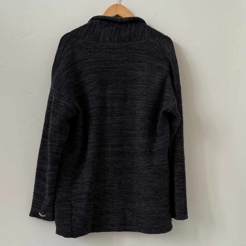 Columbia Rolled Edge Open Front Cardigan Sweater, Wool Blend Charcoal Gray, XL - Picture 8 of 13